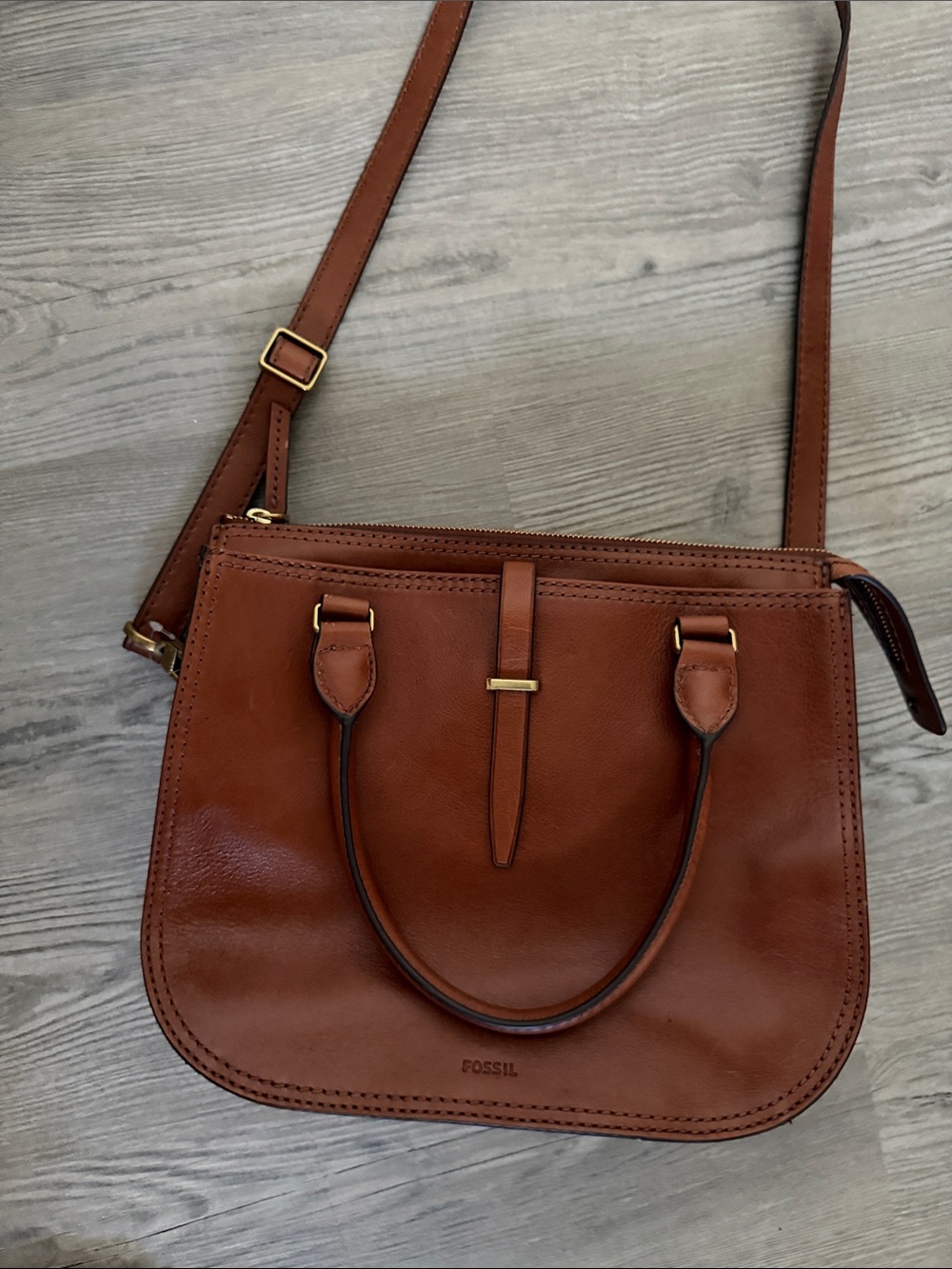 Fossil Ryder Satchel Brown Leather Crossbody - Picture 1 of 10